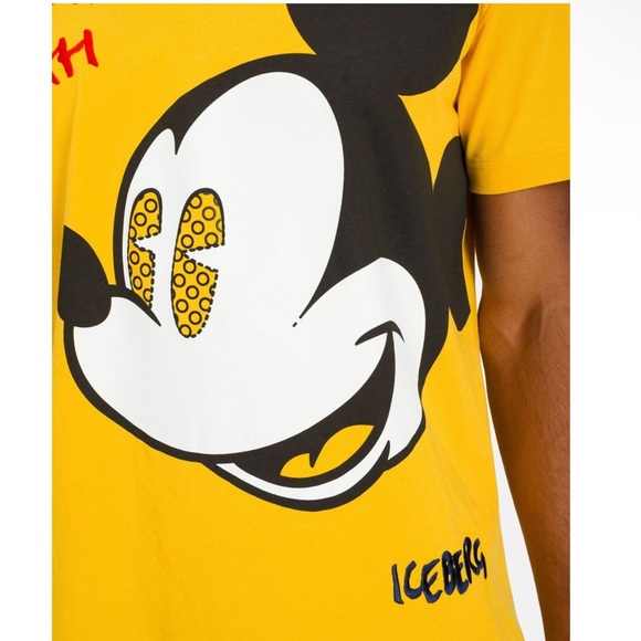 ICEBERG | Blah Blah Mickey Face Yellow Graphic T-Shirt Men’s Size Large - Picture 4 of 14
